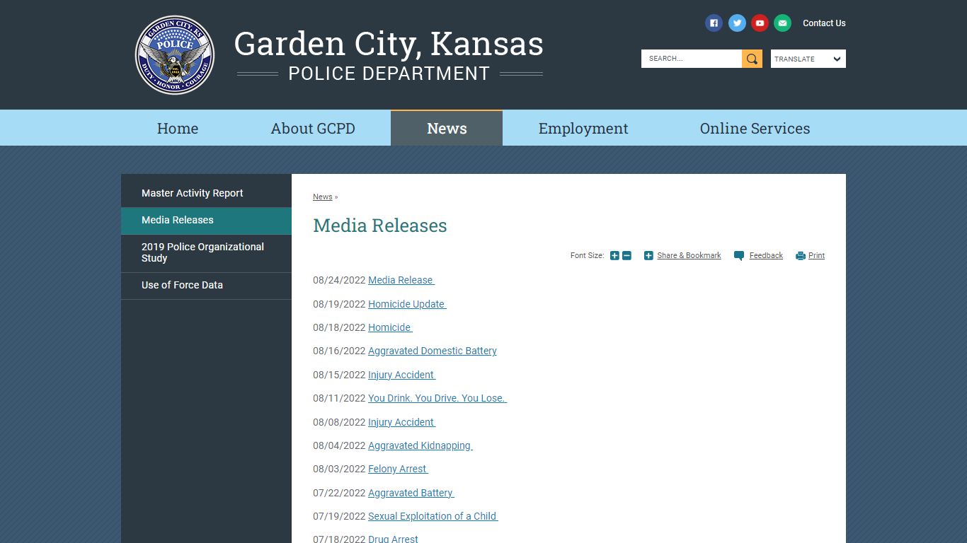 Media Releases | Garden City Police Department